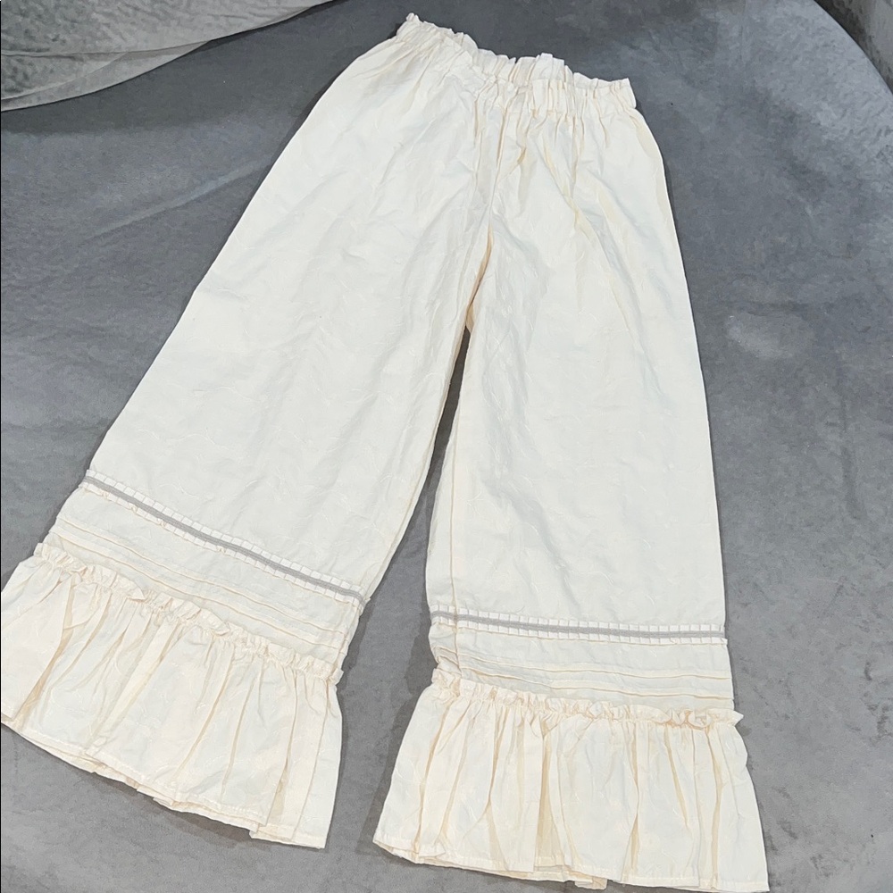 Persnickety Cream Ruffled Kids Pants